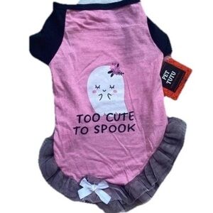 FINAL PRICE Too Cute to Spook Dog Pet Tutu Shirt NWT Halloween Costume Pink